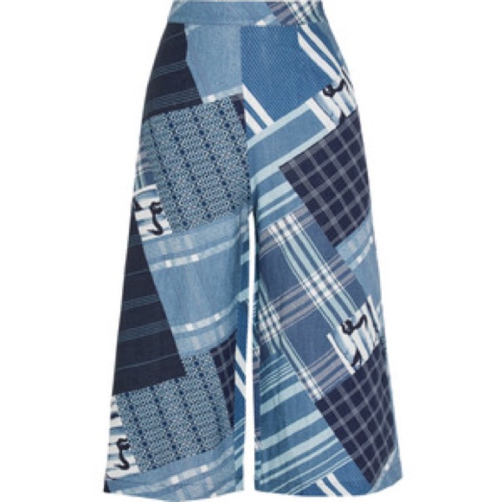 Miguelina Denim Patch Wide Leg Patch Pants