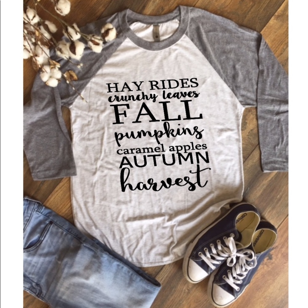 Fall raglan tee shirt