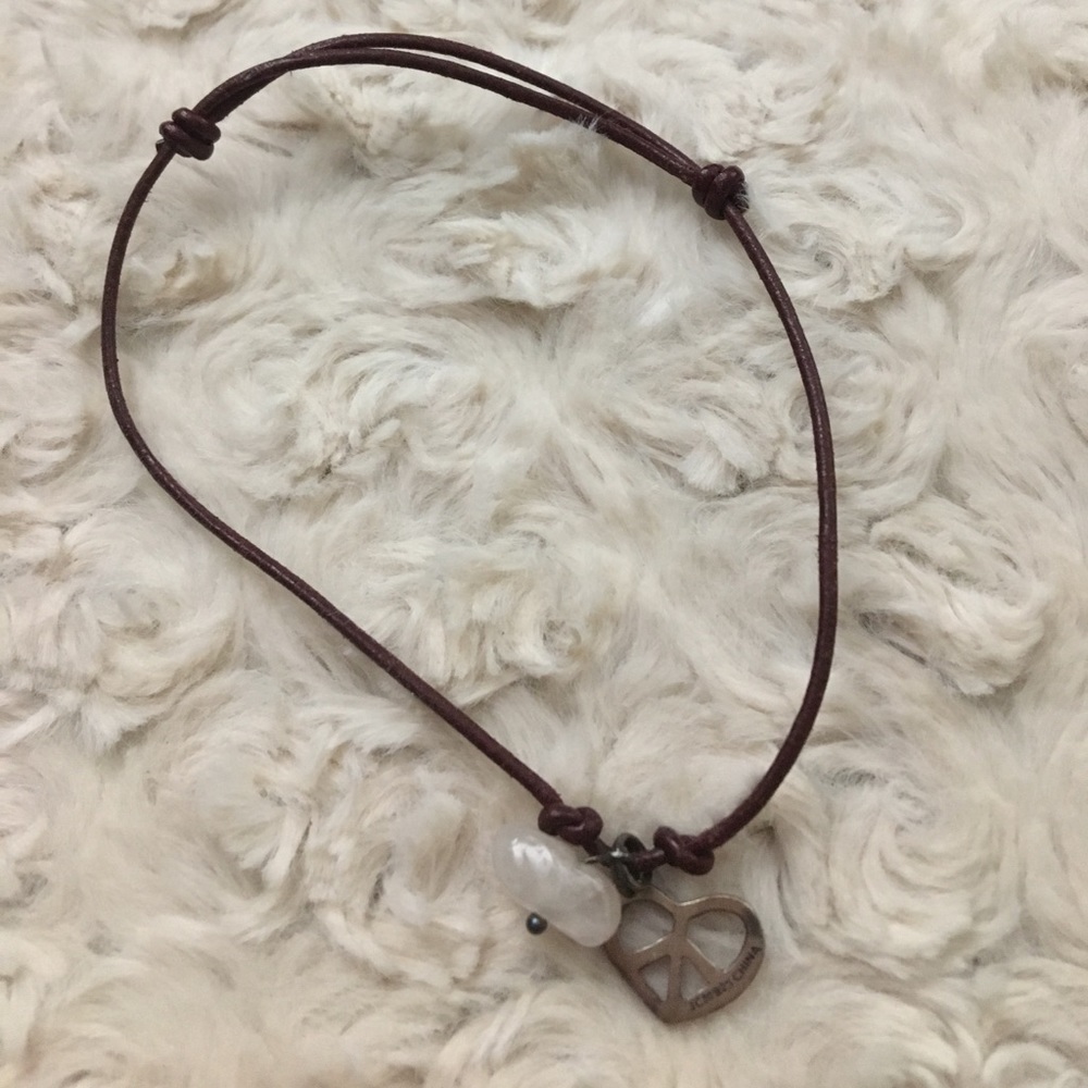 🌸Vintage heart-peace sign + stone bracelet🌸