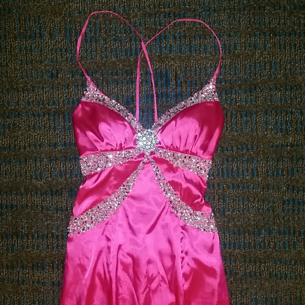 Pink Silk Open Back Gown - Cache