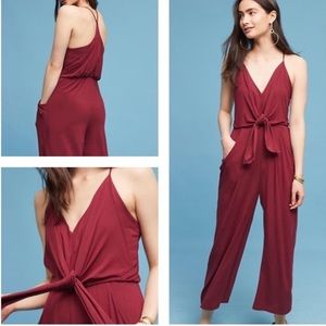 Anthropologie Red Jumpsuit
