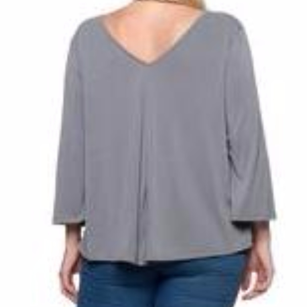 Olive Green V-Neck Pirate Blouse - Picture 3 of 5