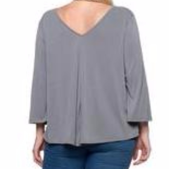 Olive Green V-Neck Pirate Blouse - Picture 3 of 5