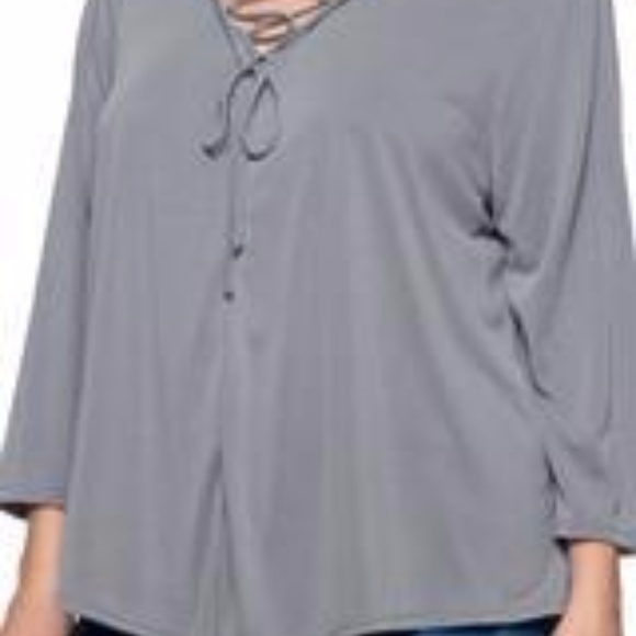 Olive Green V-Neck Pirate Blouse - Picture 2 of 5