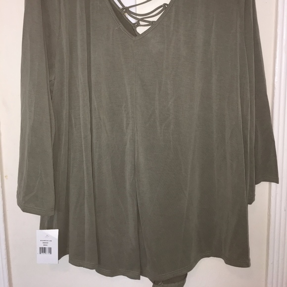 Olive Green V-Neck Pirate Blouse - Picture 5 of 5
