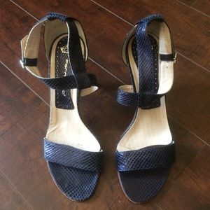 Formarína Leather Snake Skin Navy Blue Sandals
