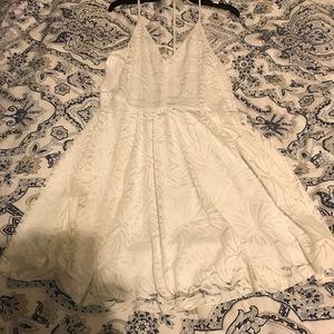 White Express Dress Lace Detail Open Back Medium