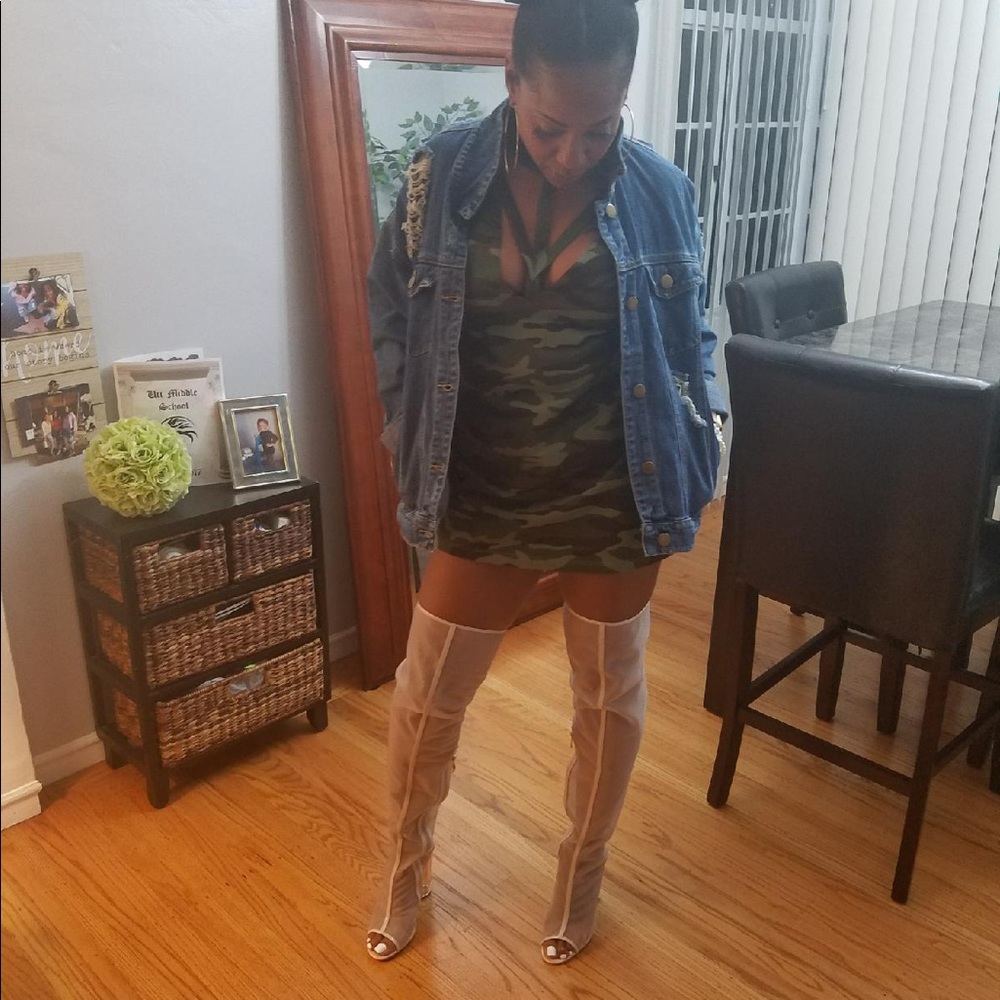 Simmi mesh thigh high knee boots