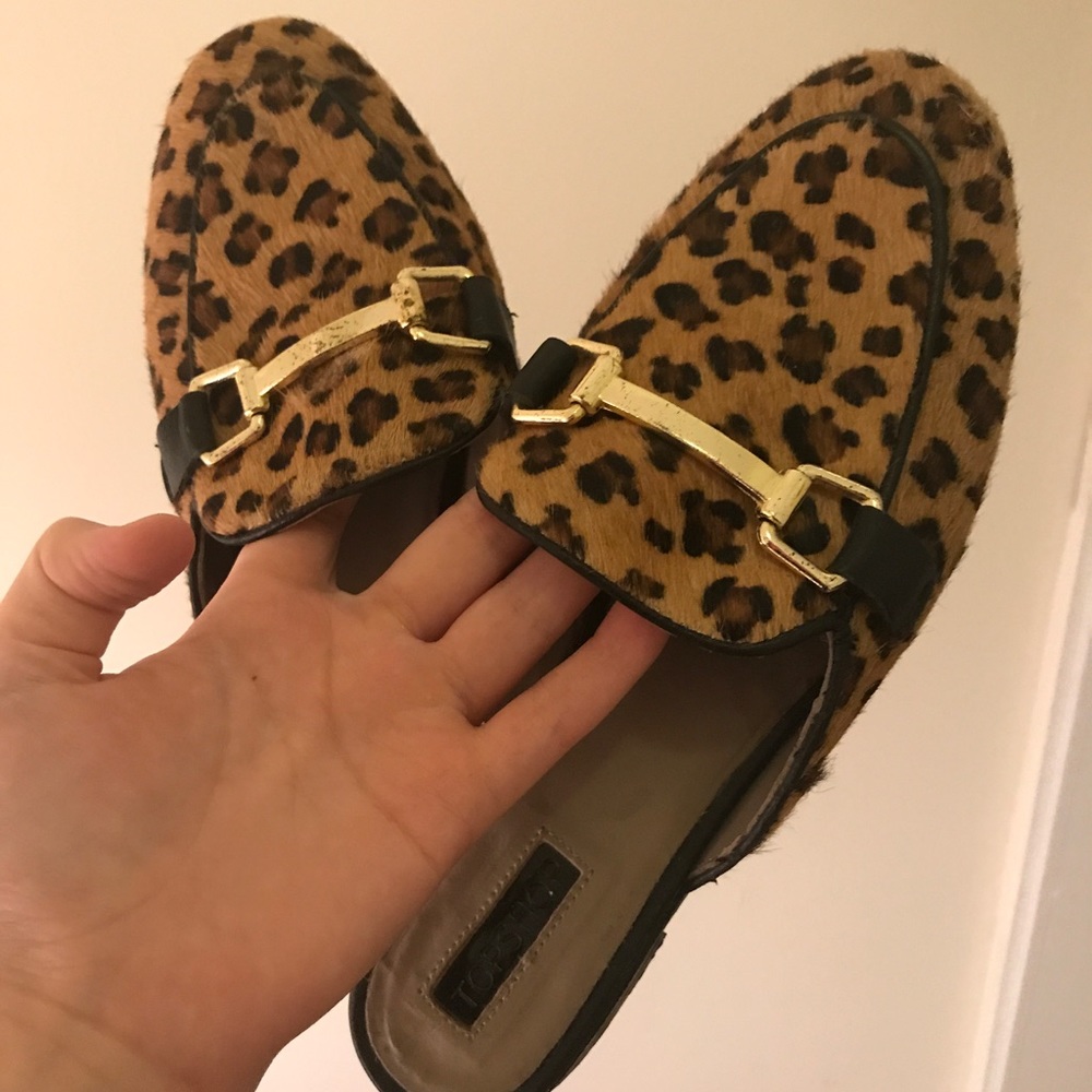 Topshop Leopard Backless Loafers/Mules SIZE 7