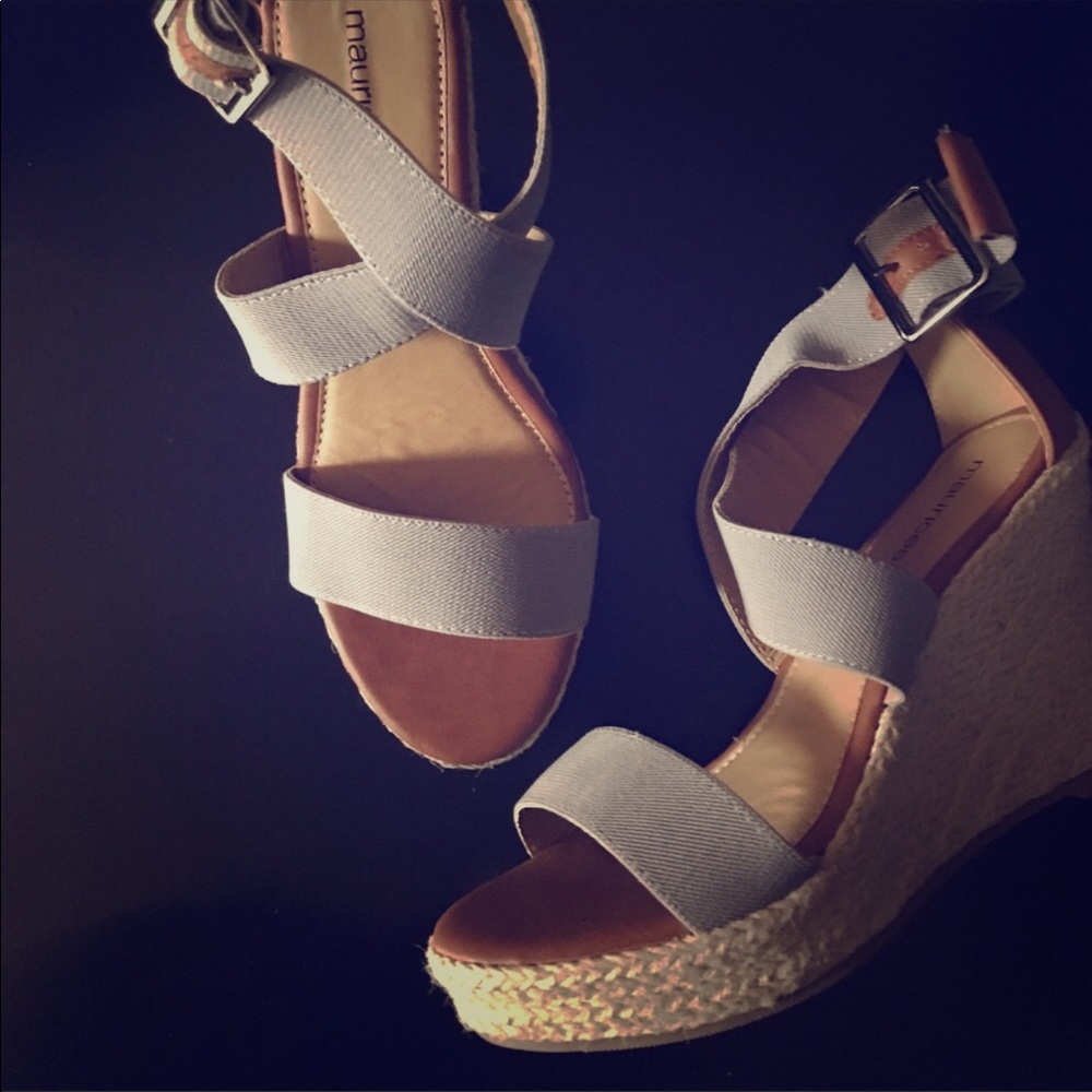 Gray wedge sandals