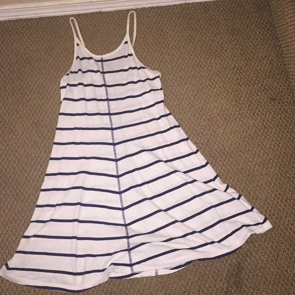 Blue and white striped dress