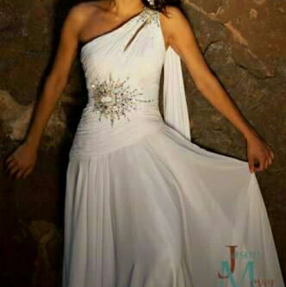 White Chiffon Evening Gown