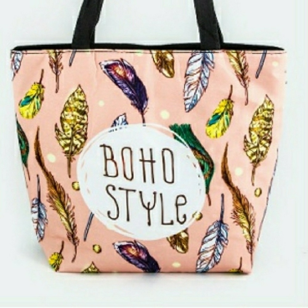 Boho feathers tote - Picture 1 of 4