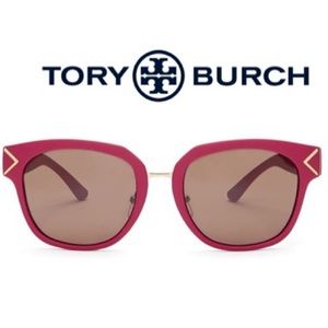 ⚱️Tory Burch⚱️Matte Racing Red  & Brown Glass