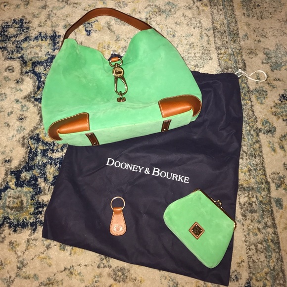Dooney & Bourke Suede Logo Lock Shoulder Bag 💚 - Picture 1 of 7