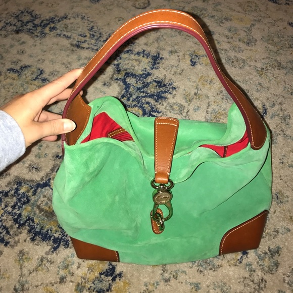 Dooney & Bourke Suede Logo Lock Shoulder Bag 💚 - Picture 2 of 7