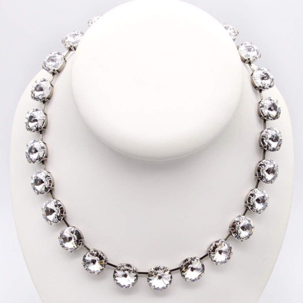 Large stone Statement necklace crystal collar choker Anna Wintour style - Picture 2 of 7