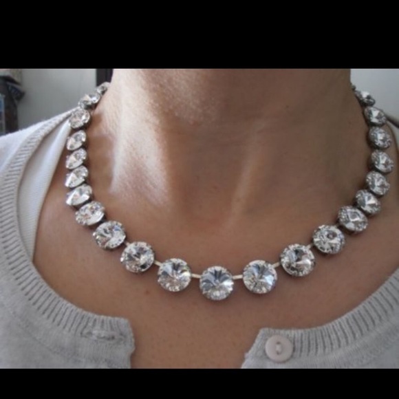 Large stone Statement necklace crystal collar choker Anna Wintour style - Picture 3 of 7