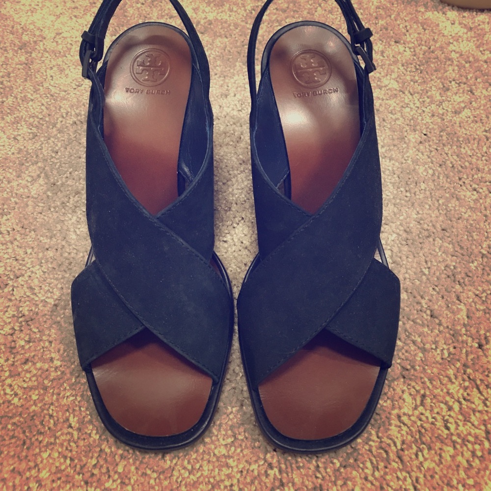 Brand New Tory Burch Wedges in Navy