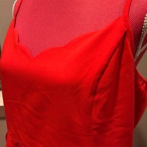 Spaghetti strapped  knee length red dress
