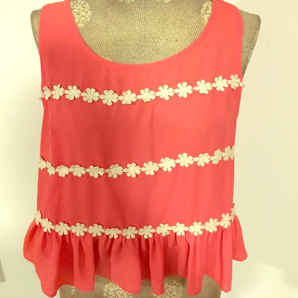 Coral chiffon tank