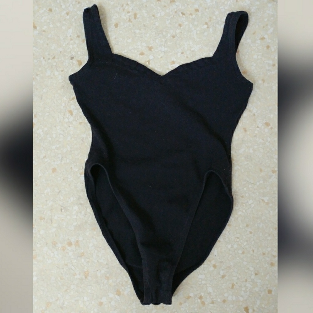 Vintage French Cut Black Leotard Dance Wear