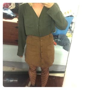 Brown faux suede skirt