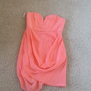 Pink strapless mini dress