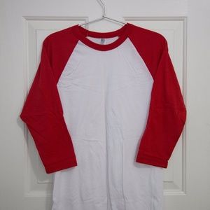 Plain Red Baseball Tee - American Apparel