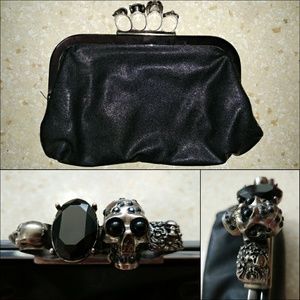 Brass Knuckle Skull Black Clutch