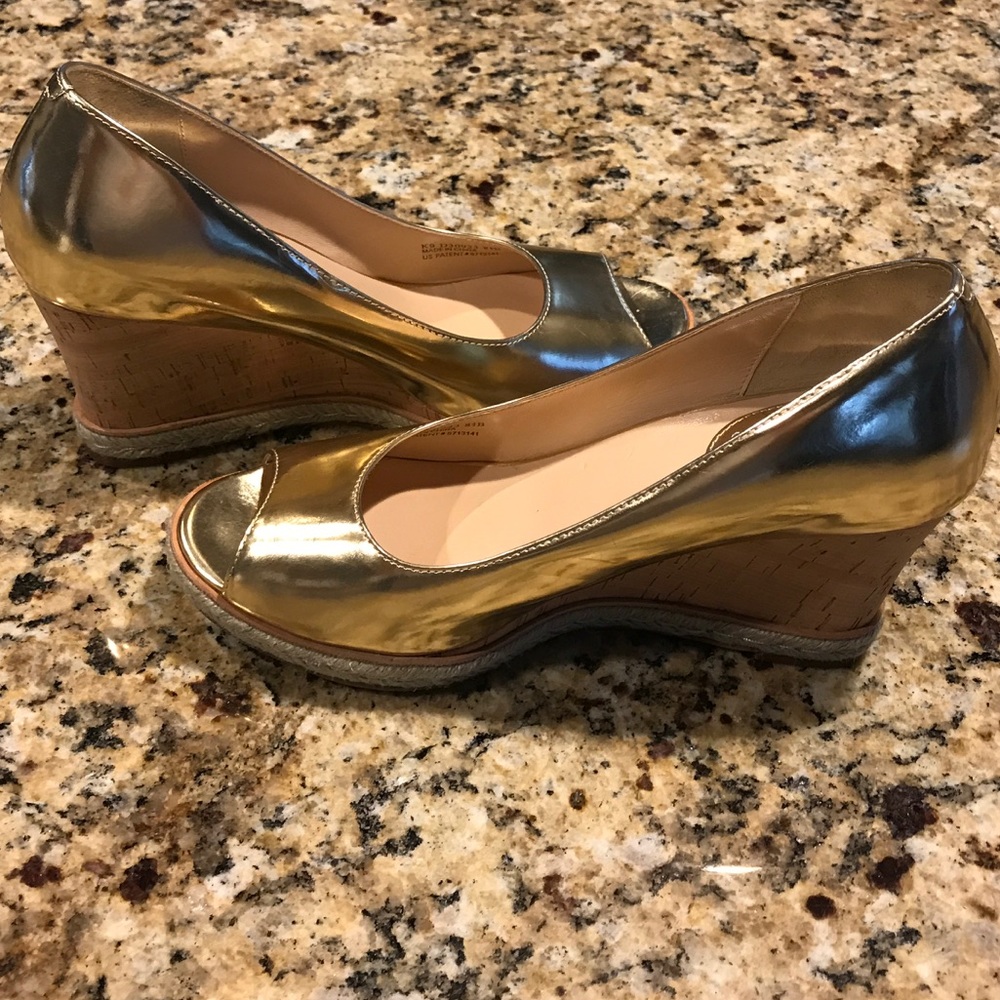 Cole Haan gold cork wedge