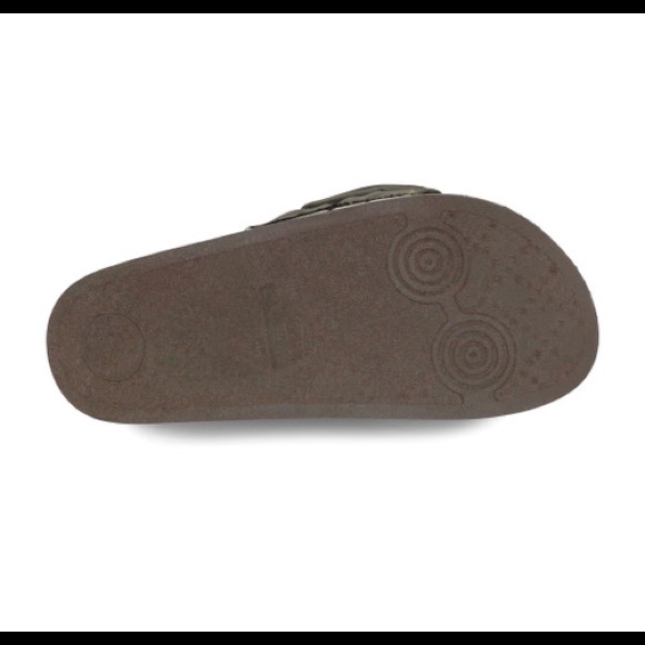 LADIES WIDE BAND OLIVE FRONT BOW COMFY SLIDES - Picture 8 of 8