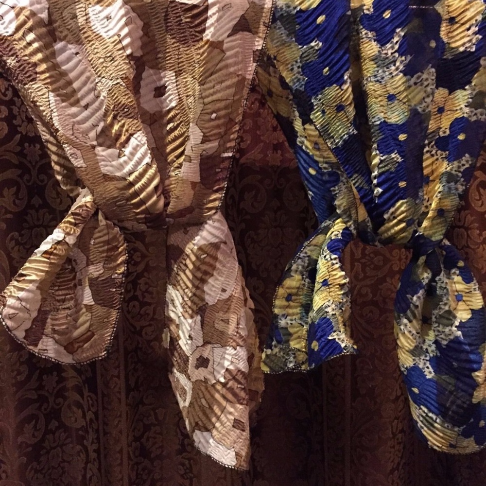 Two Polyester Crinkle Style Multi-Color Scarves