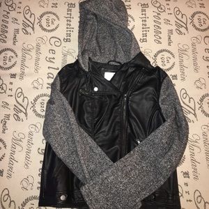 Leather/sweatshirt jacket