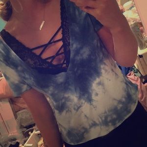 American Eagle Don't Ask why tye dye tee