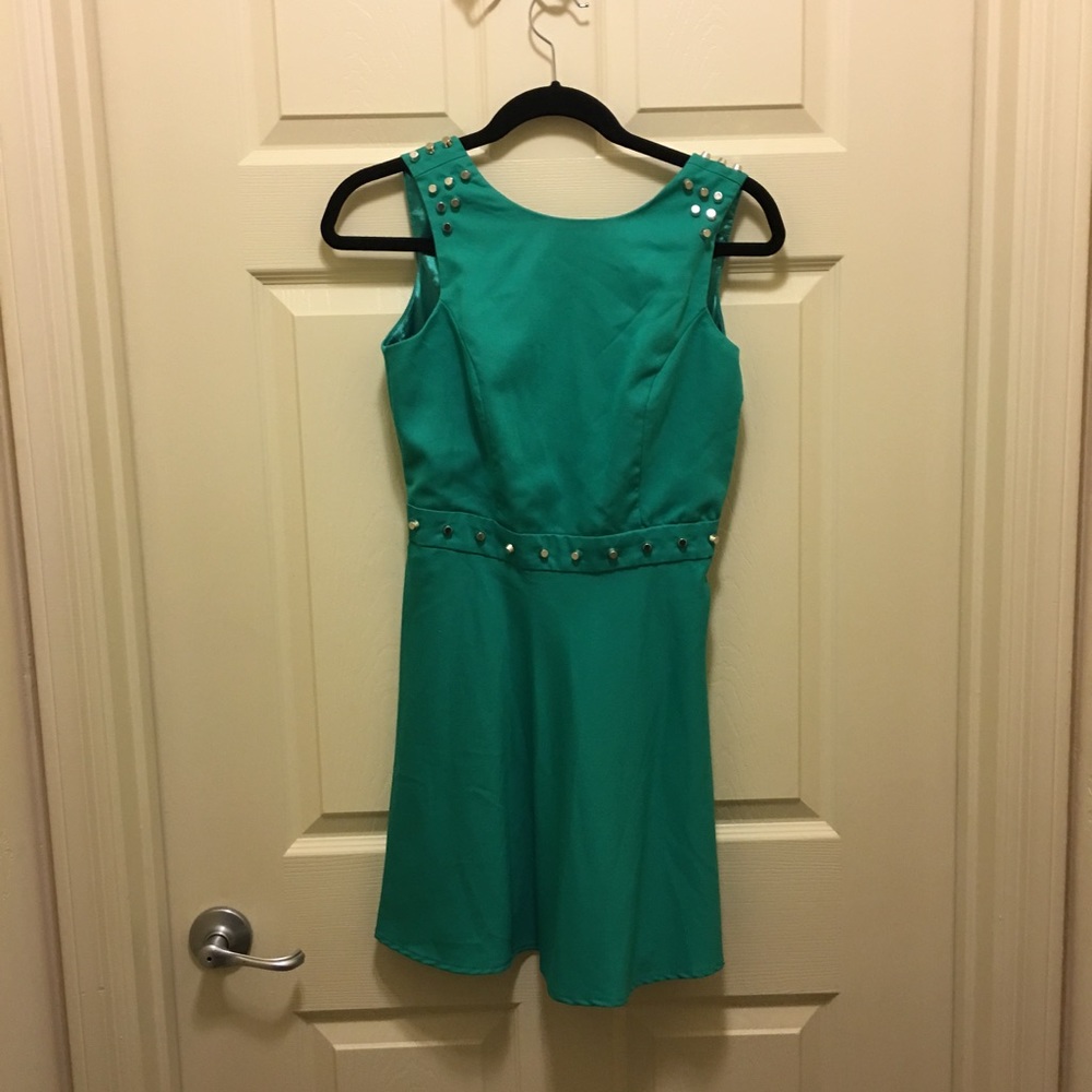 Mint cocktail dress with silver accents