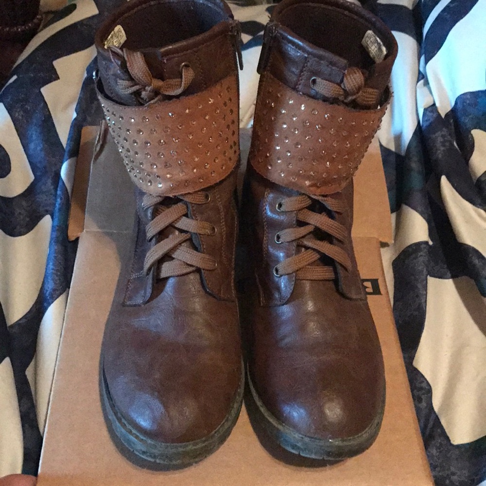 Brown rhinestone boots