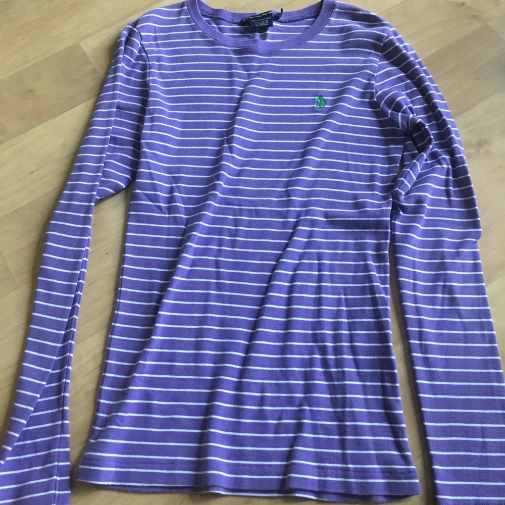 Purple striped polo long sleeve