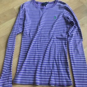 Purple striped polo long sleeve