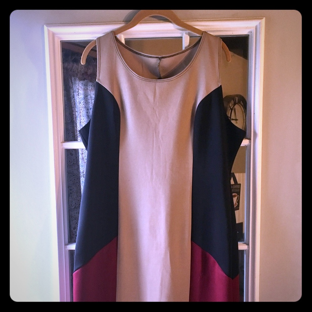 Venus tight sleeveless color block dress