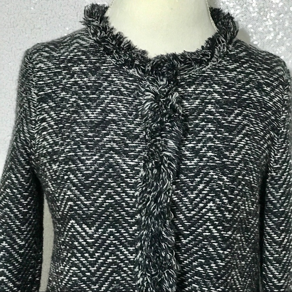 Chico's tweed fringe trim blazer size medium
