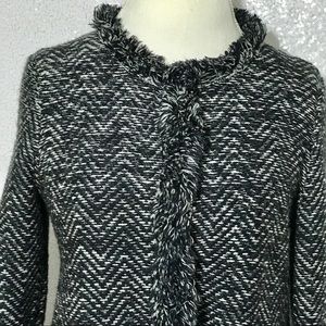 Chico's tweed fringe trim blazer size medium