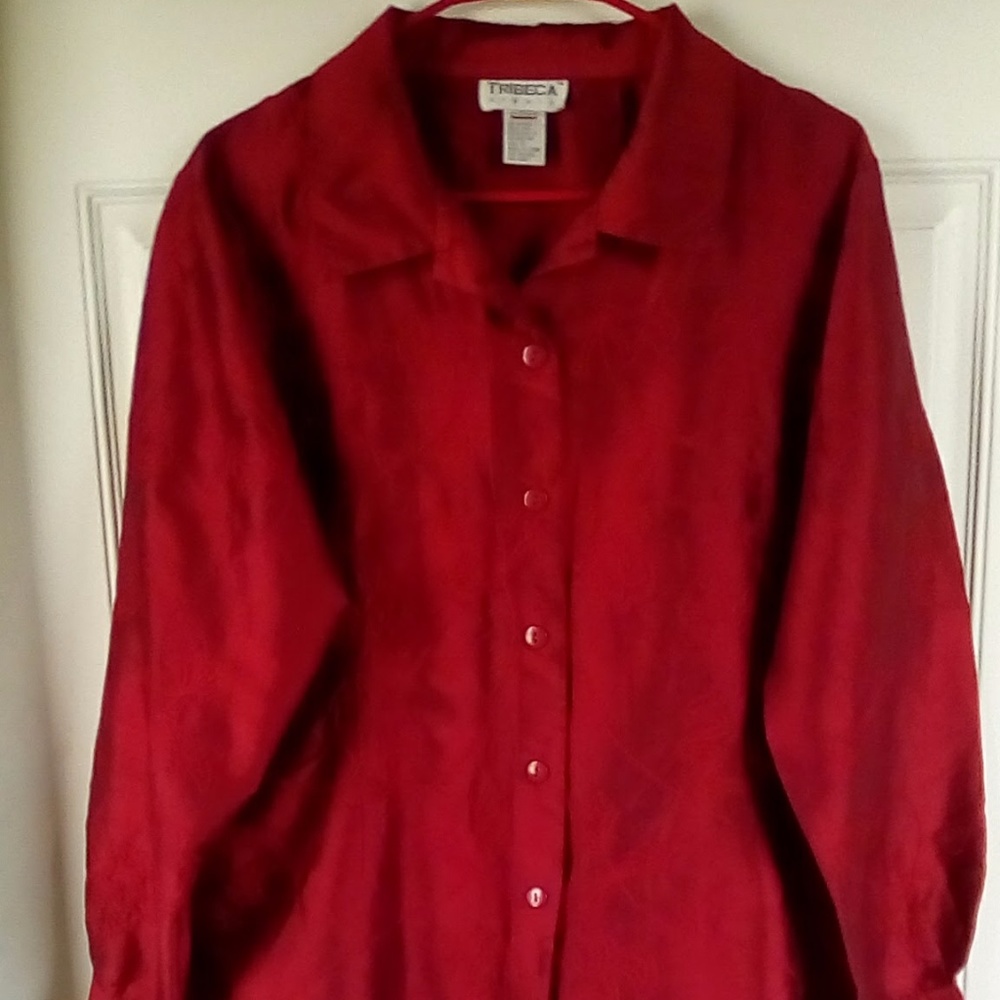 Vintage 80's 100% Silk Embroidered Shirt