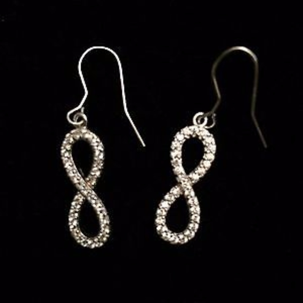 925 Infinity Symbol CZ Hook Dangle Earrings