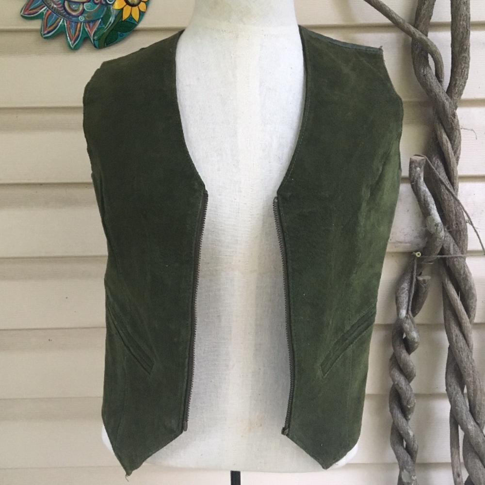 90's green suede vest