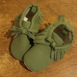 Green baby moccasins