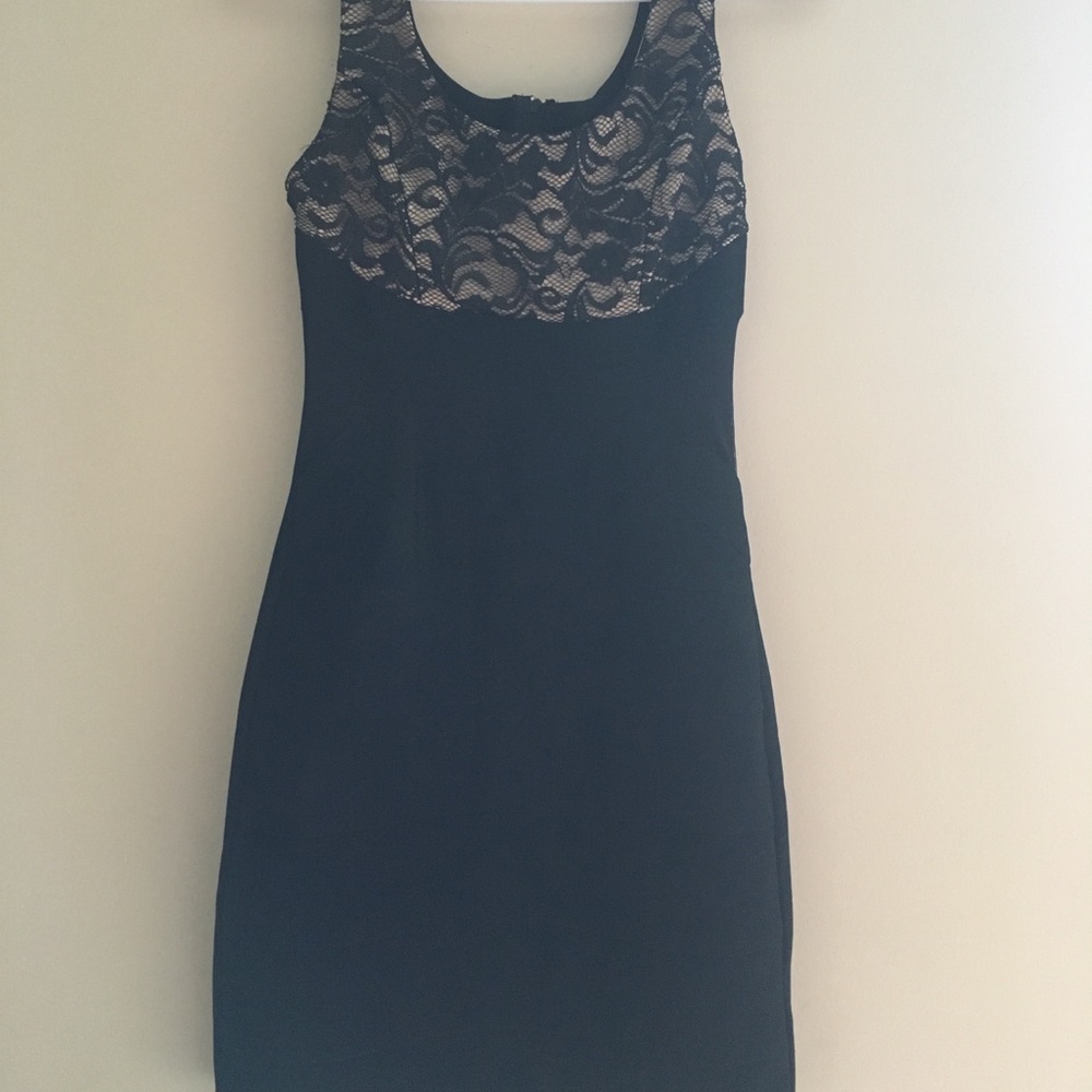 Tan and black homecoming dress