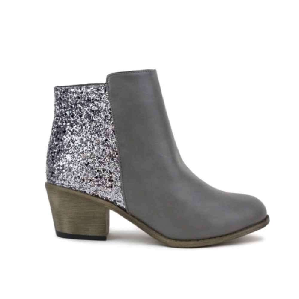 Ladies low chunky heels booties with glittery back - Picture 4 of 8