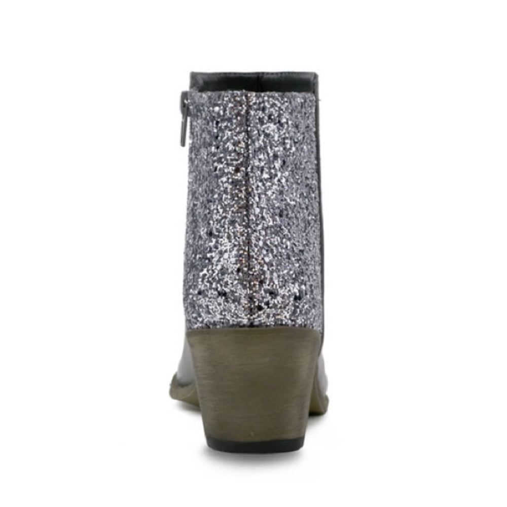 Ladies low chunky heels booties with glittery back - Picture 5 of 8