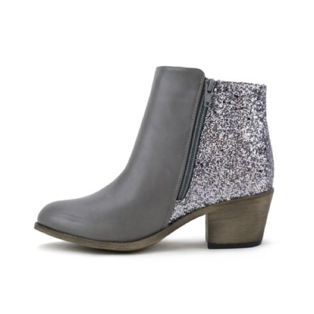 Ladies low chunky heels booties with glittery back - Picture 6 of 8
